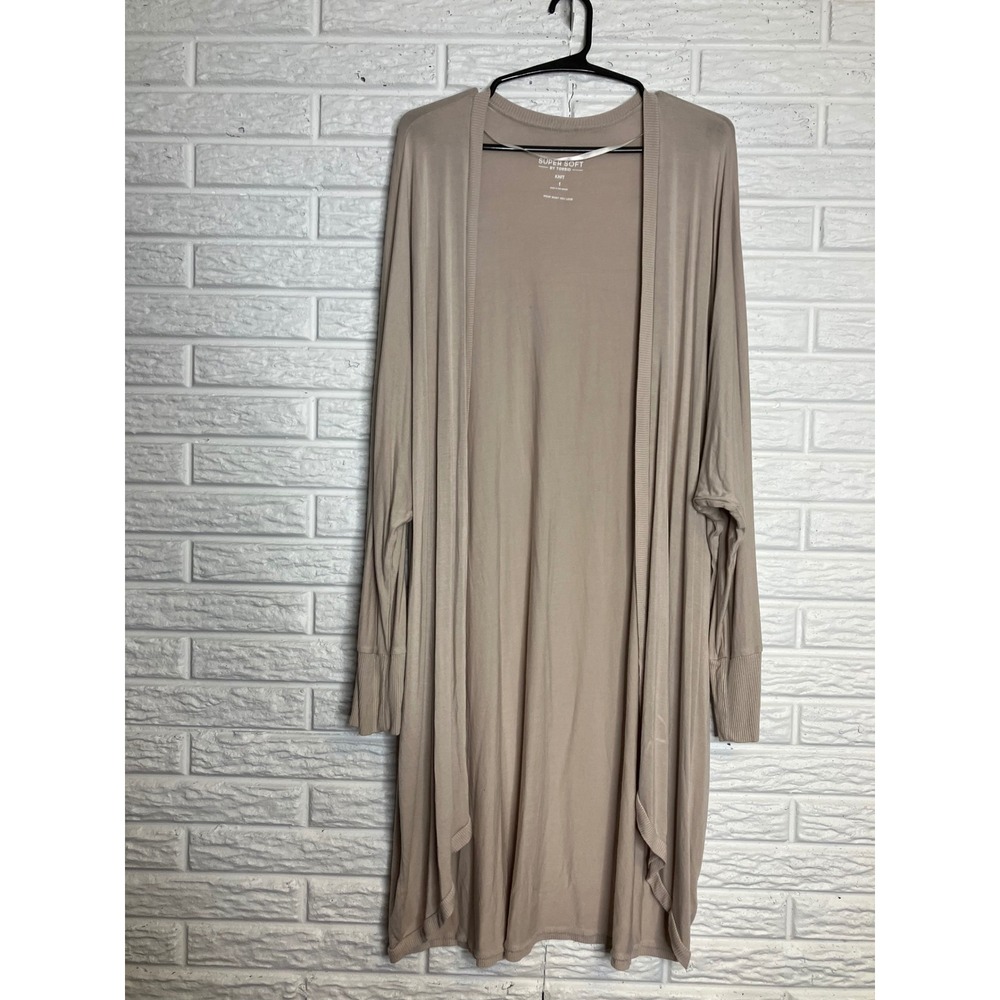 Torrid Cardigan Womens 1 Tan Good Super Soft Knit Dolman Open Front Rayon Blend